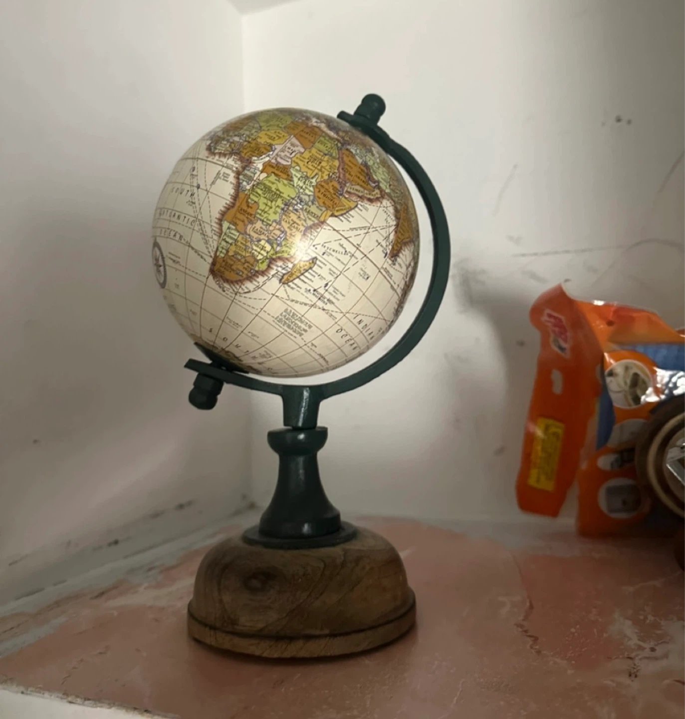 Decorative Metal Bicycle Figurine and Globe - photo 3