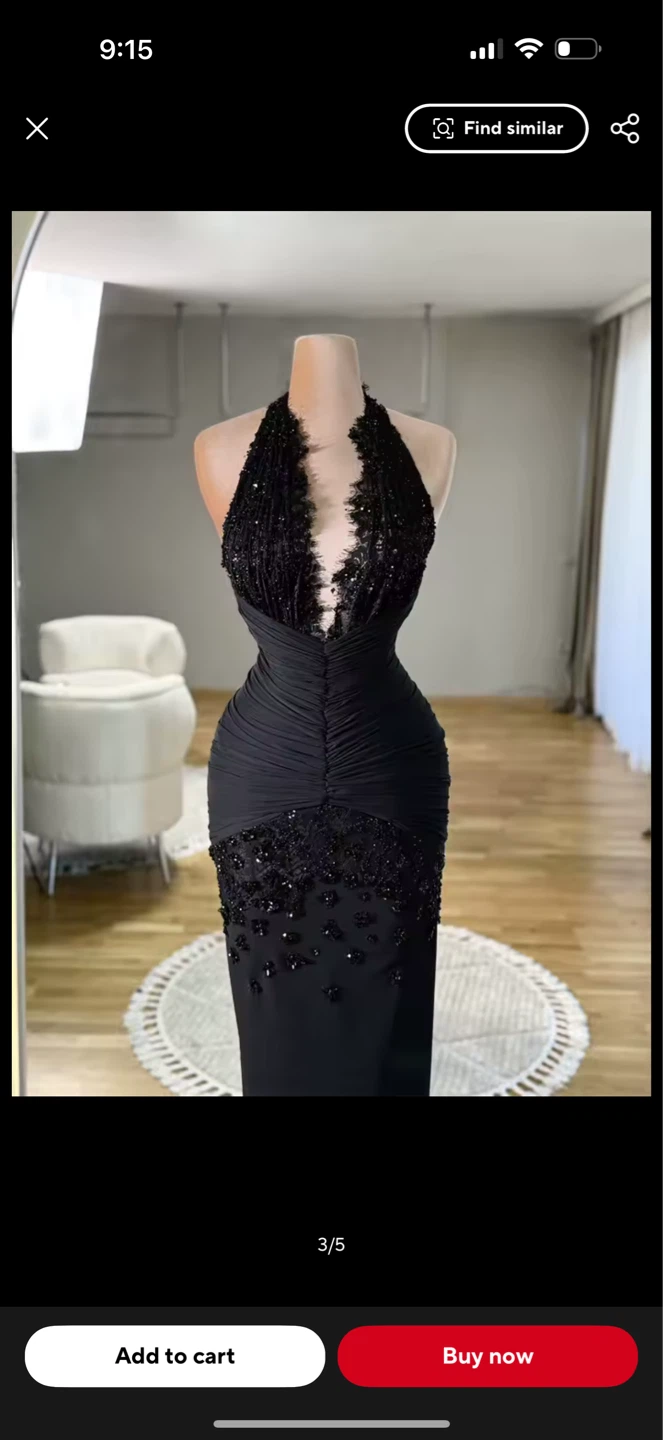 Black sequin halter formal gown - photo 4