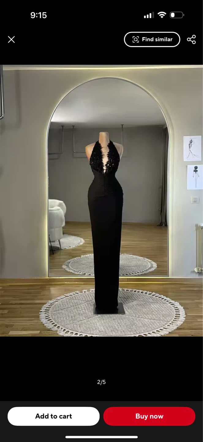 Black sequin halter formal gown - photo 5
