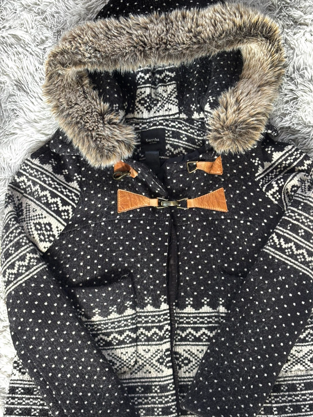 Smythe Fair Isle Faux Fur Hooded Jacket