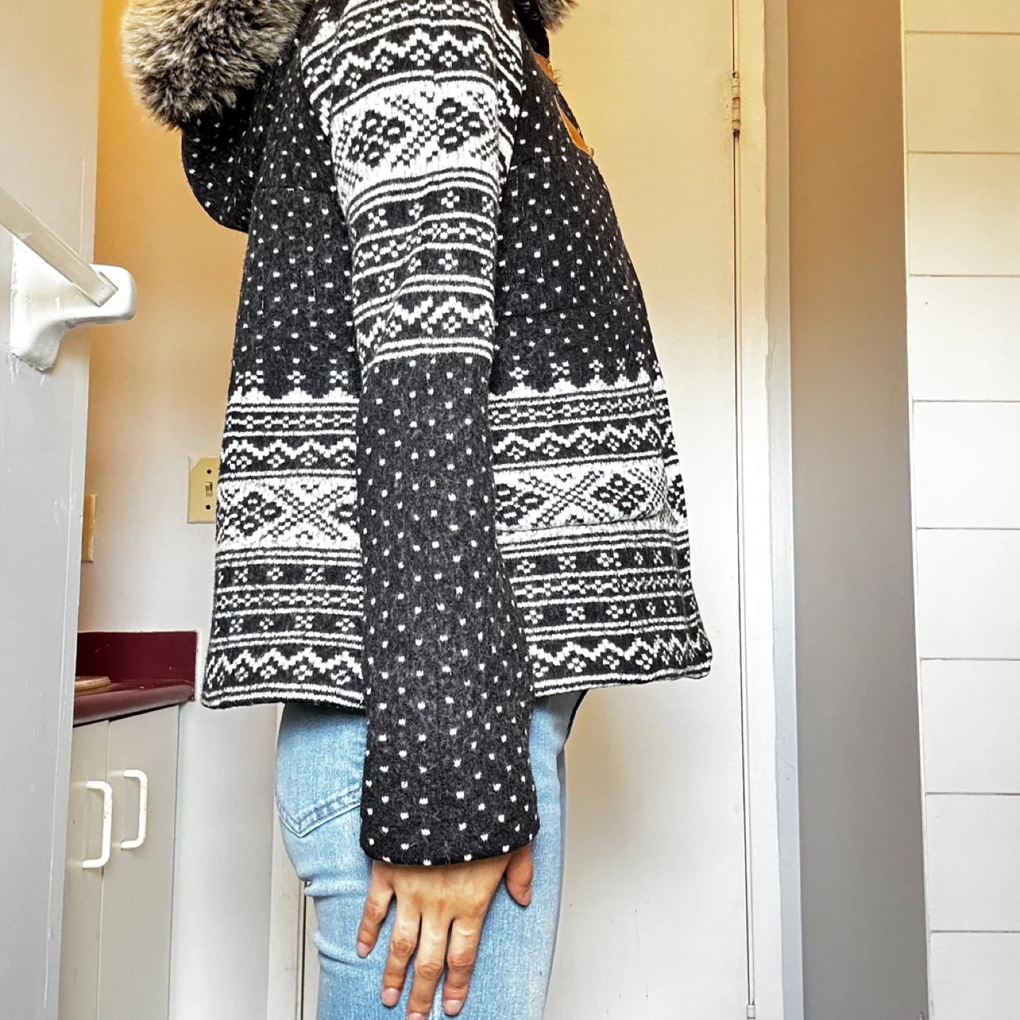 Smythe Fair Isle Faux Fur Hooded Jacket - photo 4