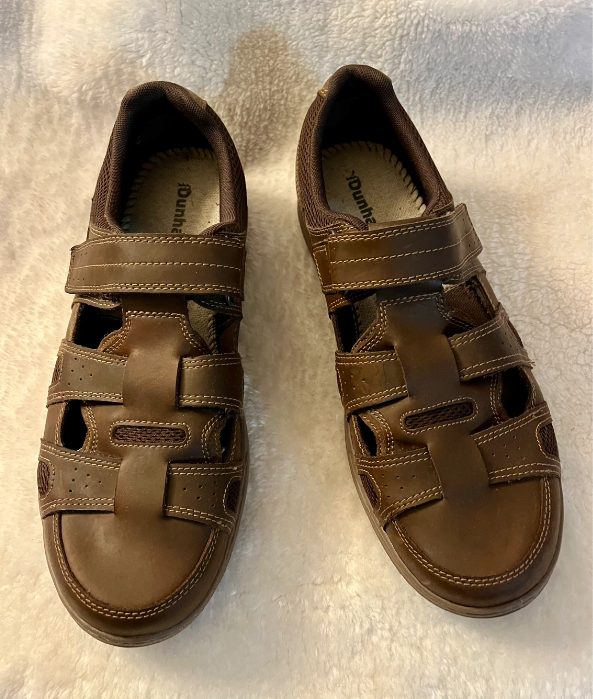 Dunham Men's Brown Leather Fisherman Sandals - Size 11.5 4E