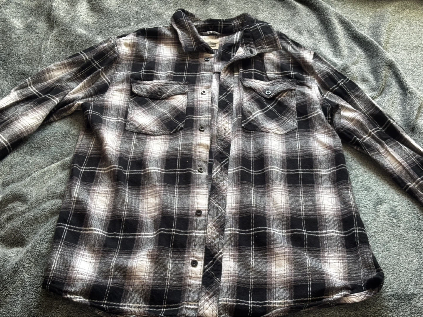 Black and White Plaid Flannel Shirt
