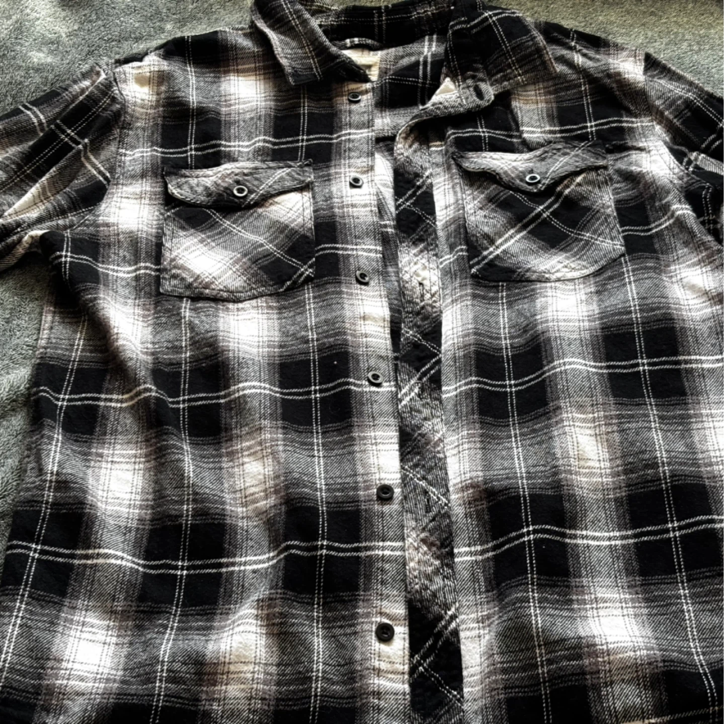 Black and White Plaid Flannel Shirt - photo 4