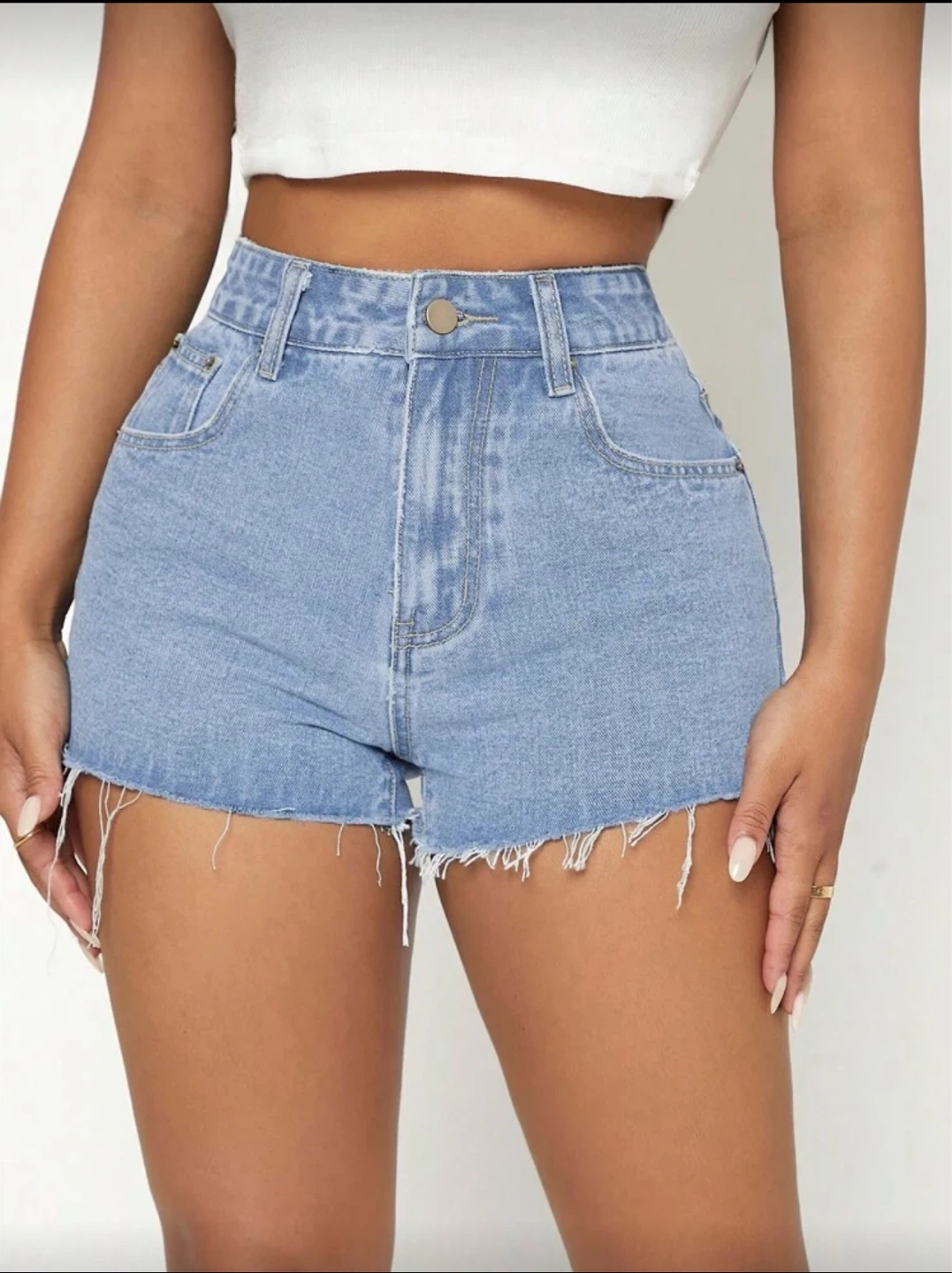 PETITE Raw Hem Denim Shorts Xxs