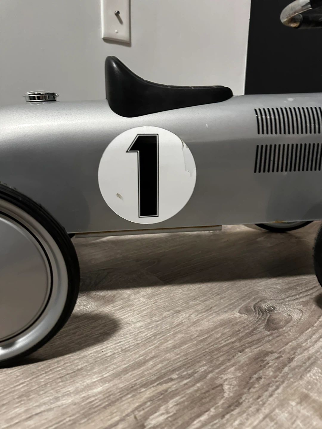 Silver Ride-On Race Car with #1 - photo 4