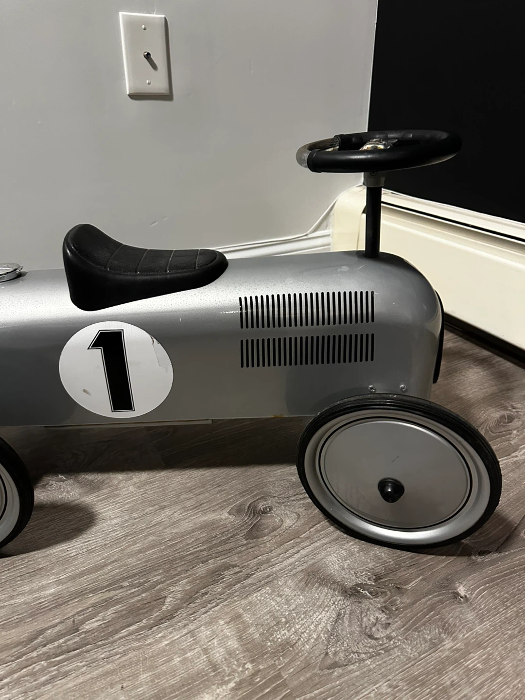 Silver Ride-On Race Car with #1 - photo 2