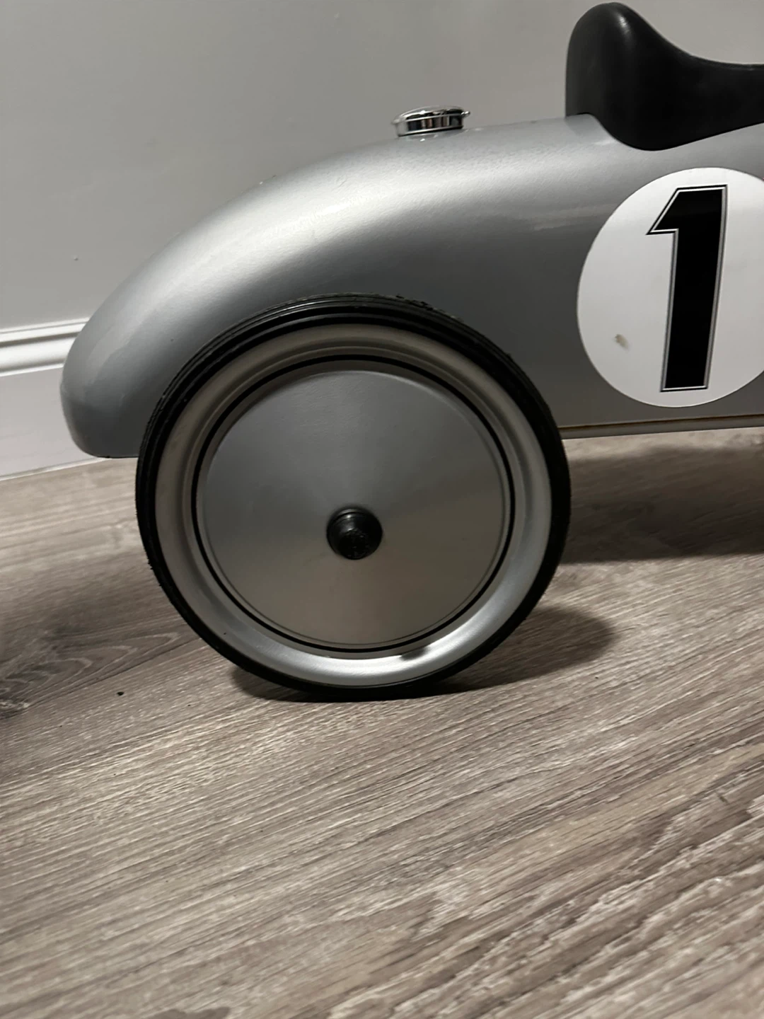 Silver Ride-On Race Car with #1 - photo 5