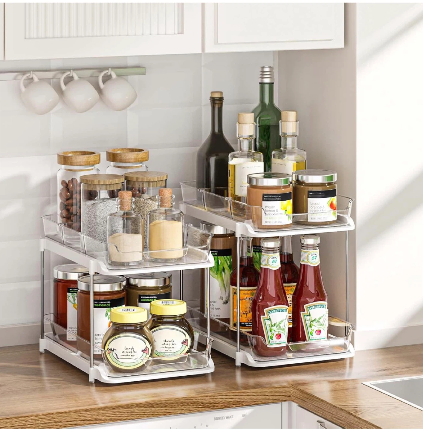 2-Tier Stackable Storage Organizers with Pull-Out Bins