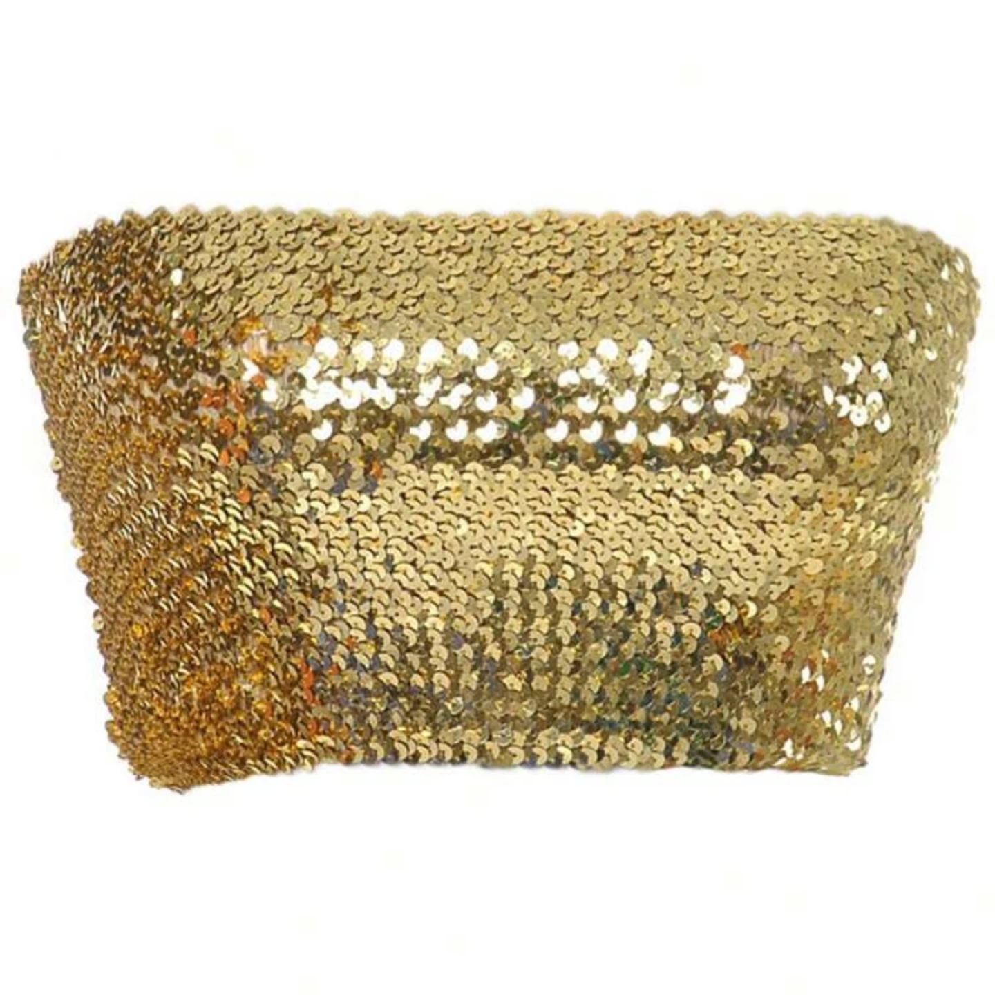 Gold Sequin Strapless Tube Top