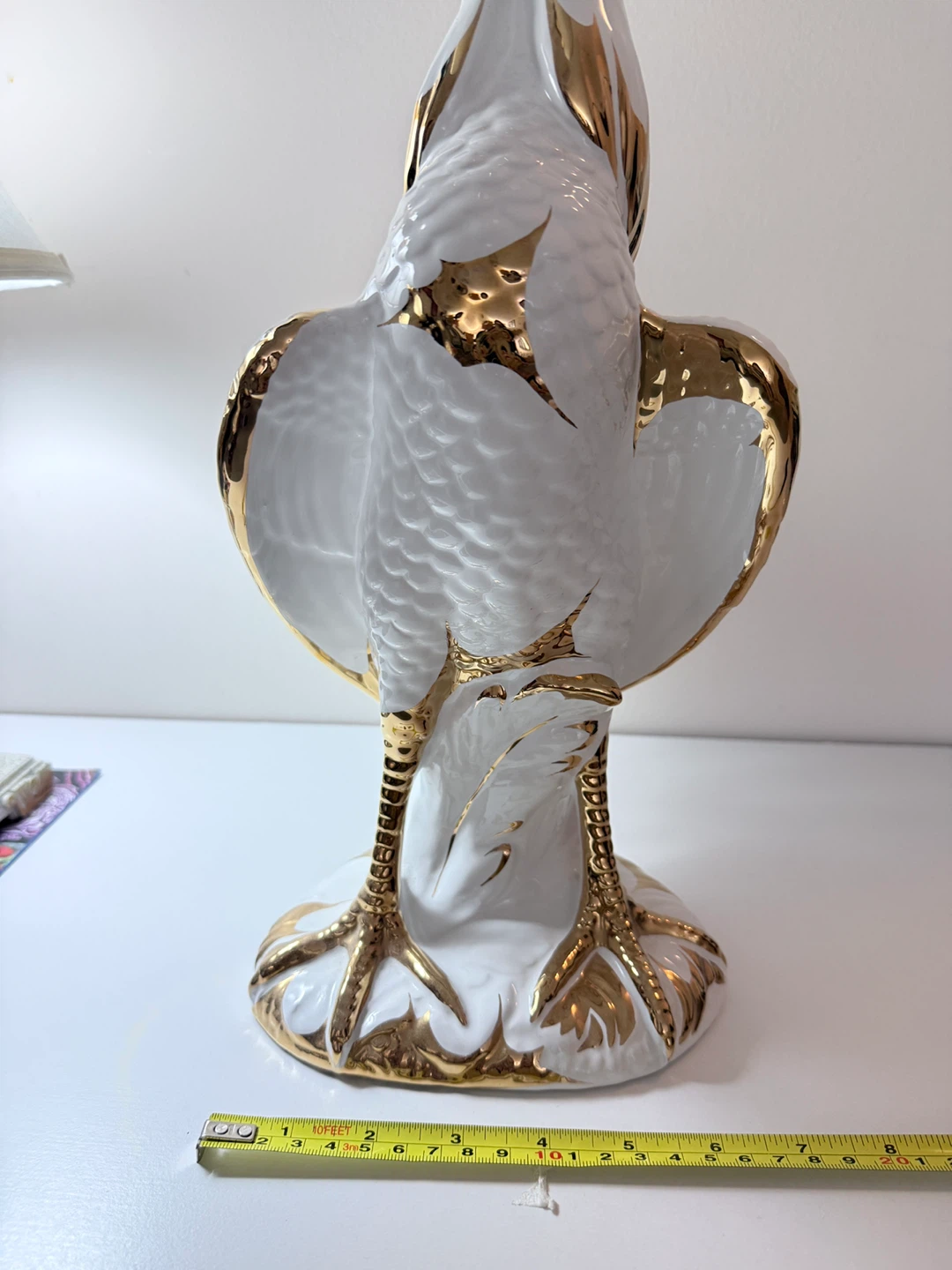 White and Gold Rooster Porcelain Figurine - photo 3