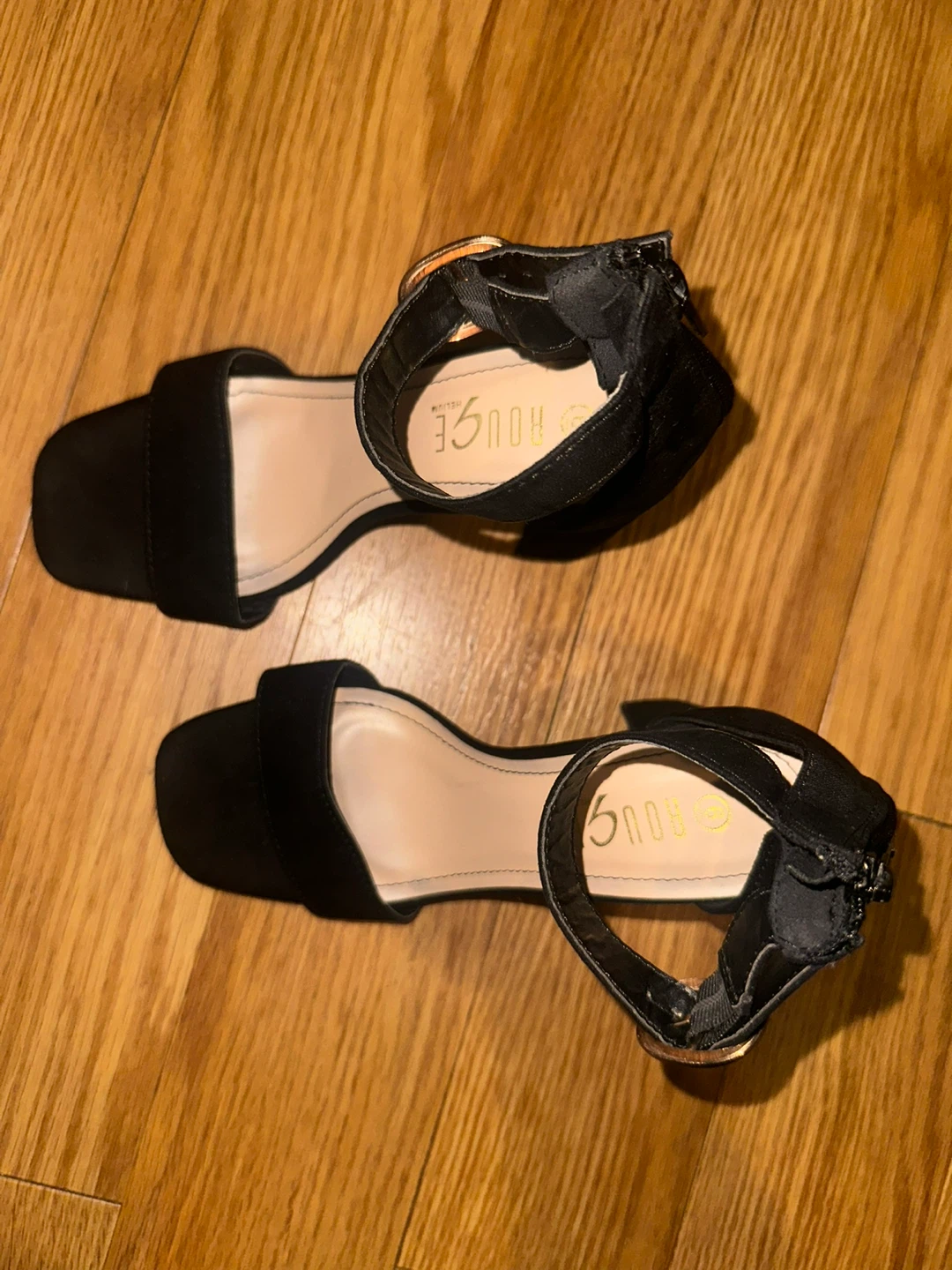 Black Suede Block Heel Sandals with Ankle Strap - photo 2