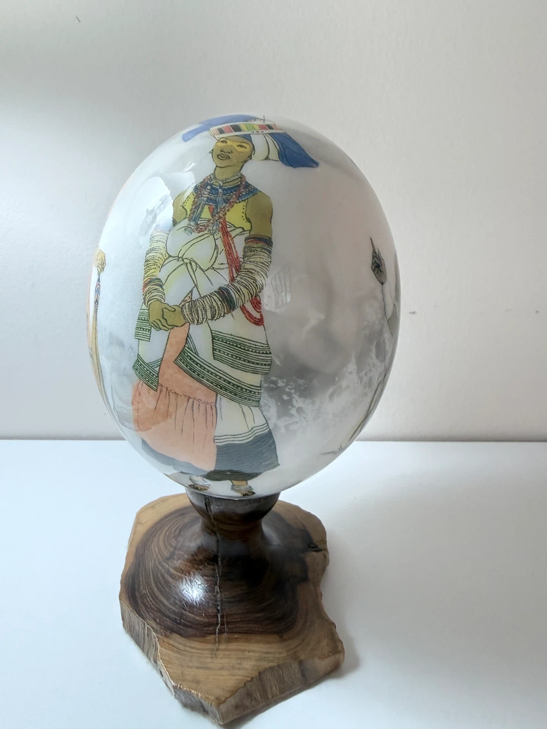 African Hand-painted Ostrich Egg Display - photo 3
