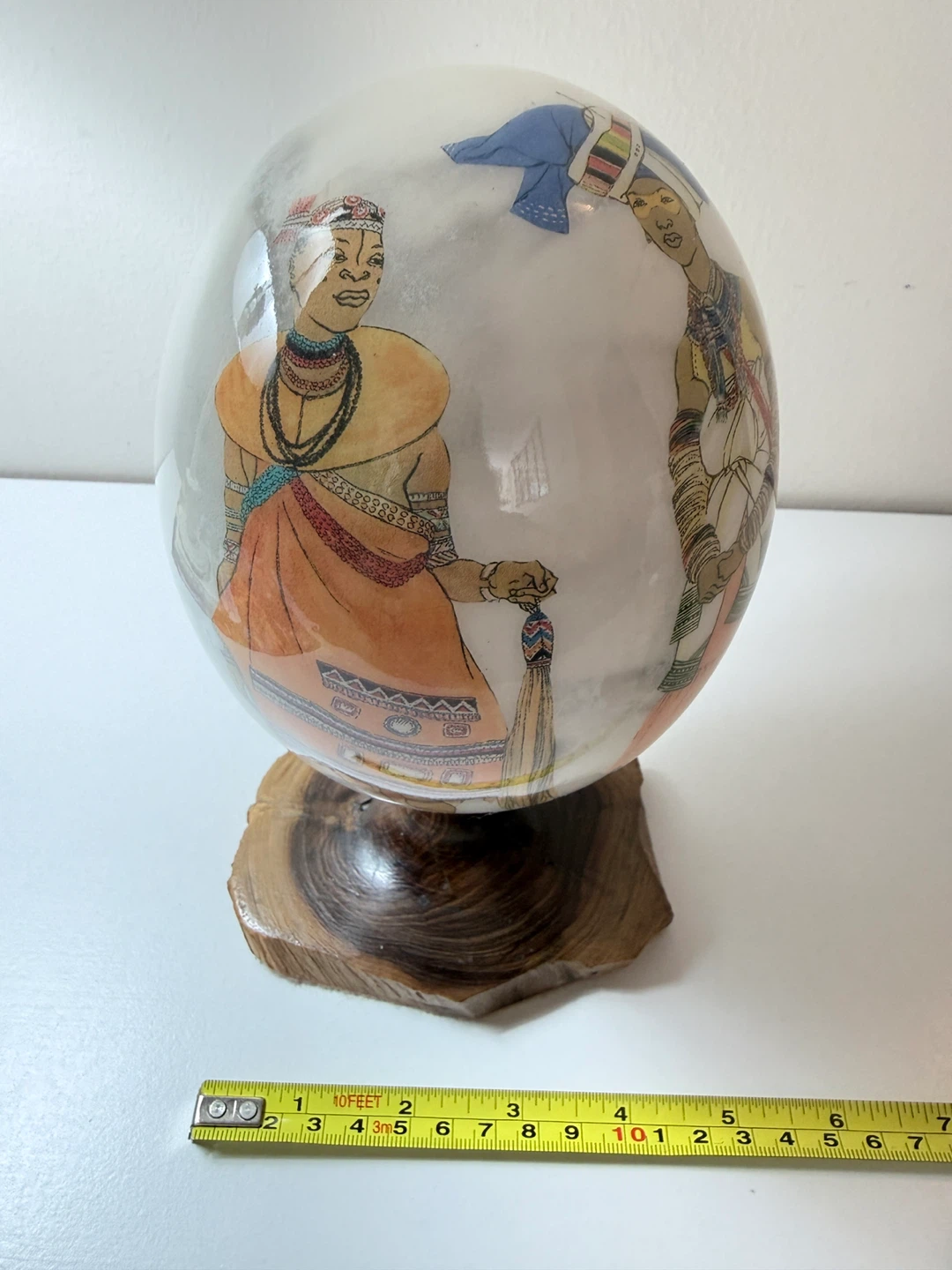 African Hand-painted Ostrich Egg Display