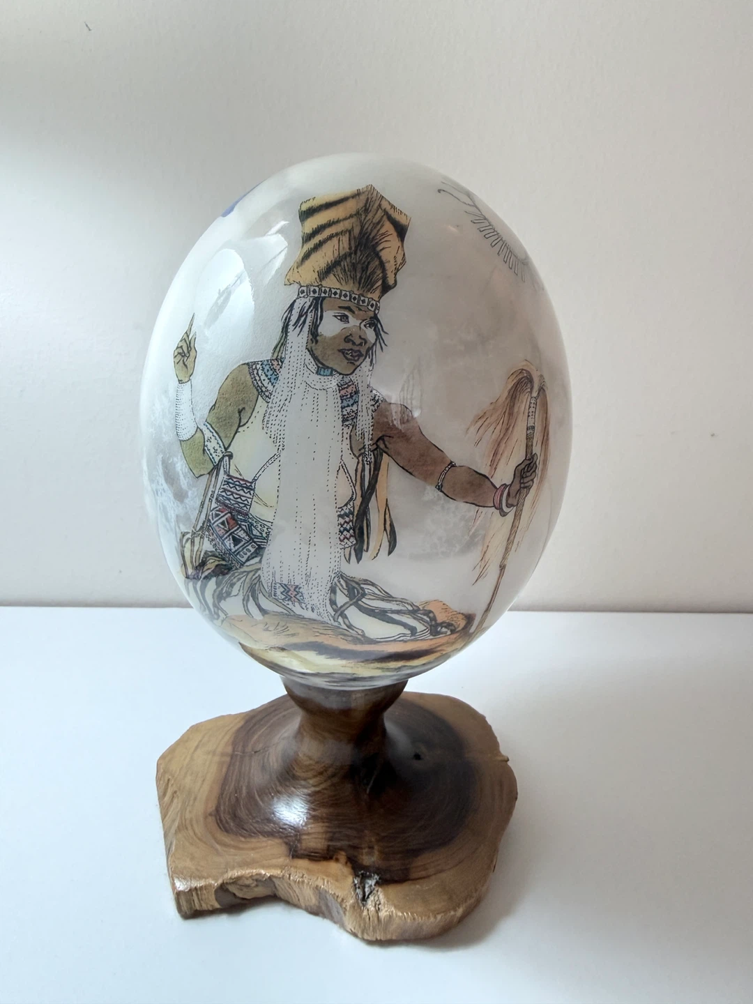 African Hand-painted Ostrich Egg Display - photo 4