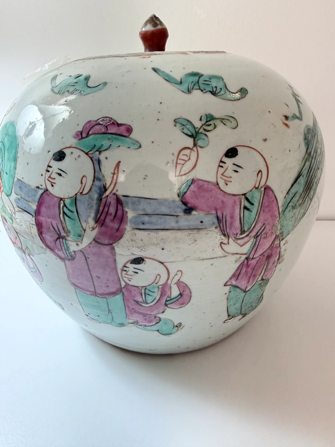 Vintage Ceramic Ginger Jar with Children Motif - photo 4
