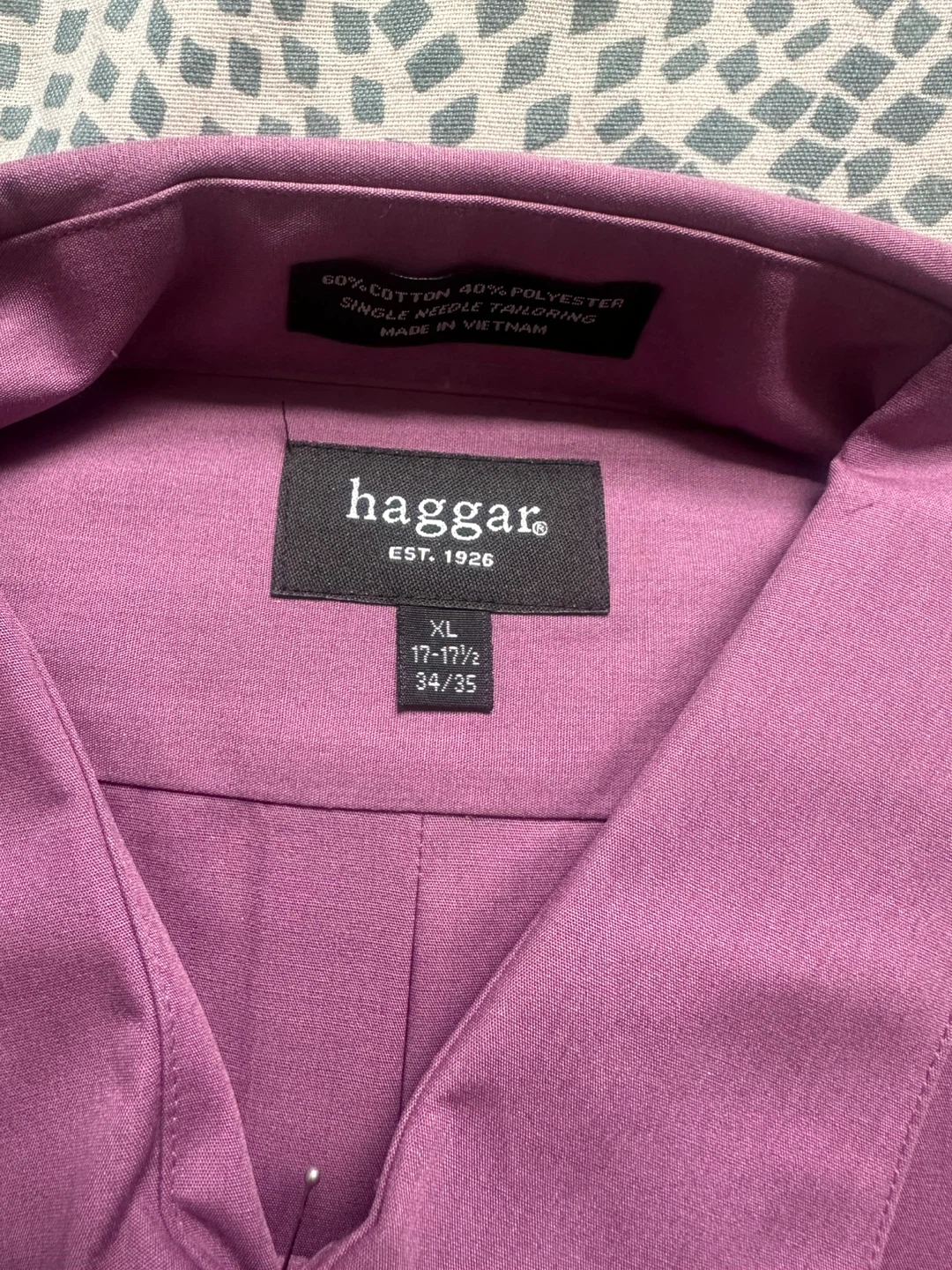 Haggar Men's XL Purple Button-Up Dress Shirt 17-17½ - photo 2