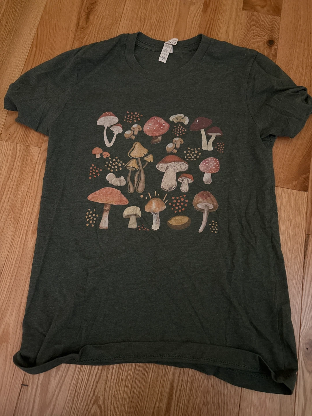 Dark Green Mushroom Graphic T-Shirt