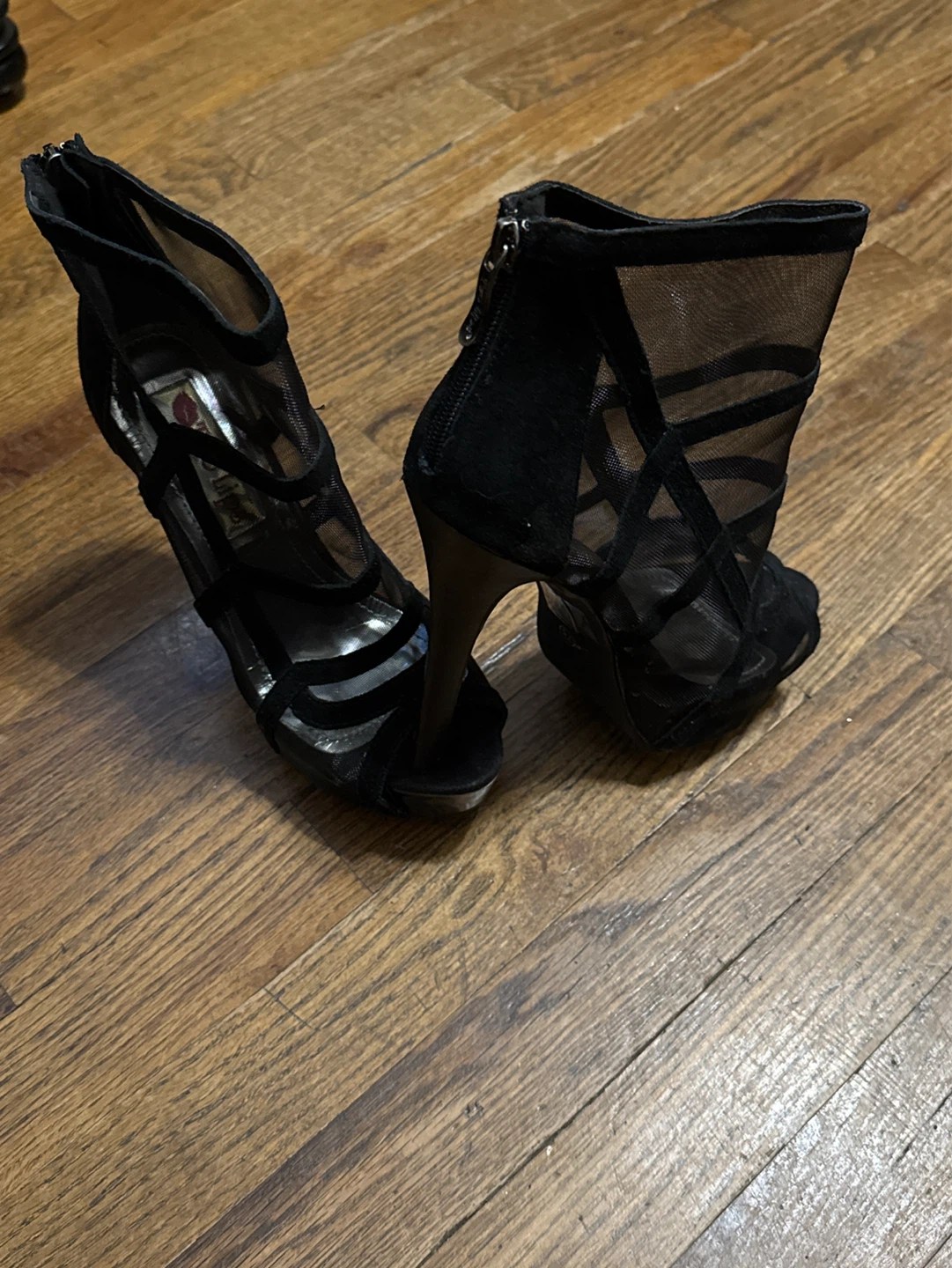 Size 7 1/2 Black Mesh Stiletto Heels