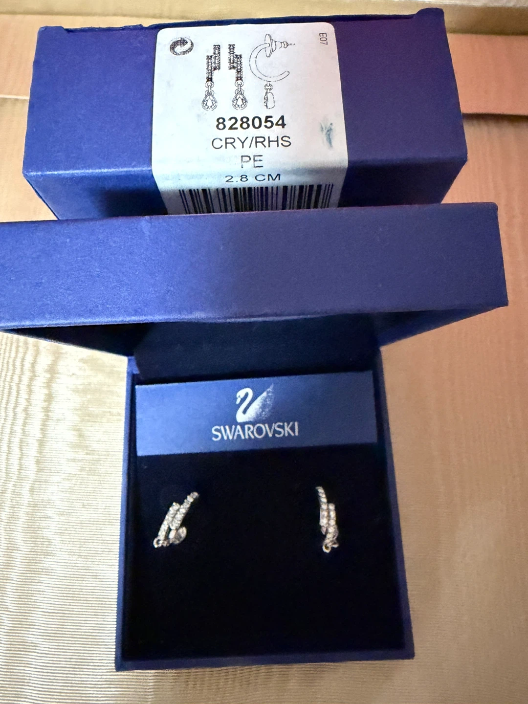 Swarovski Double Curved crystals with Dangling Drop Earrings