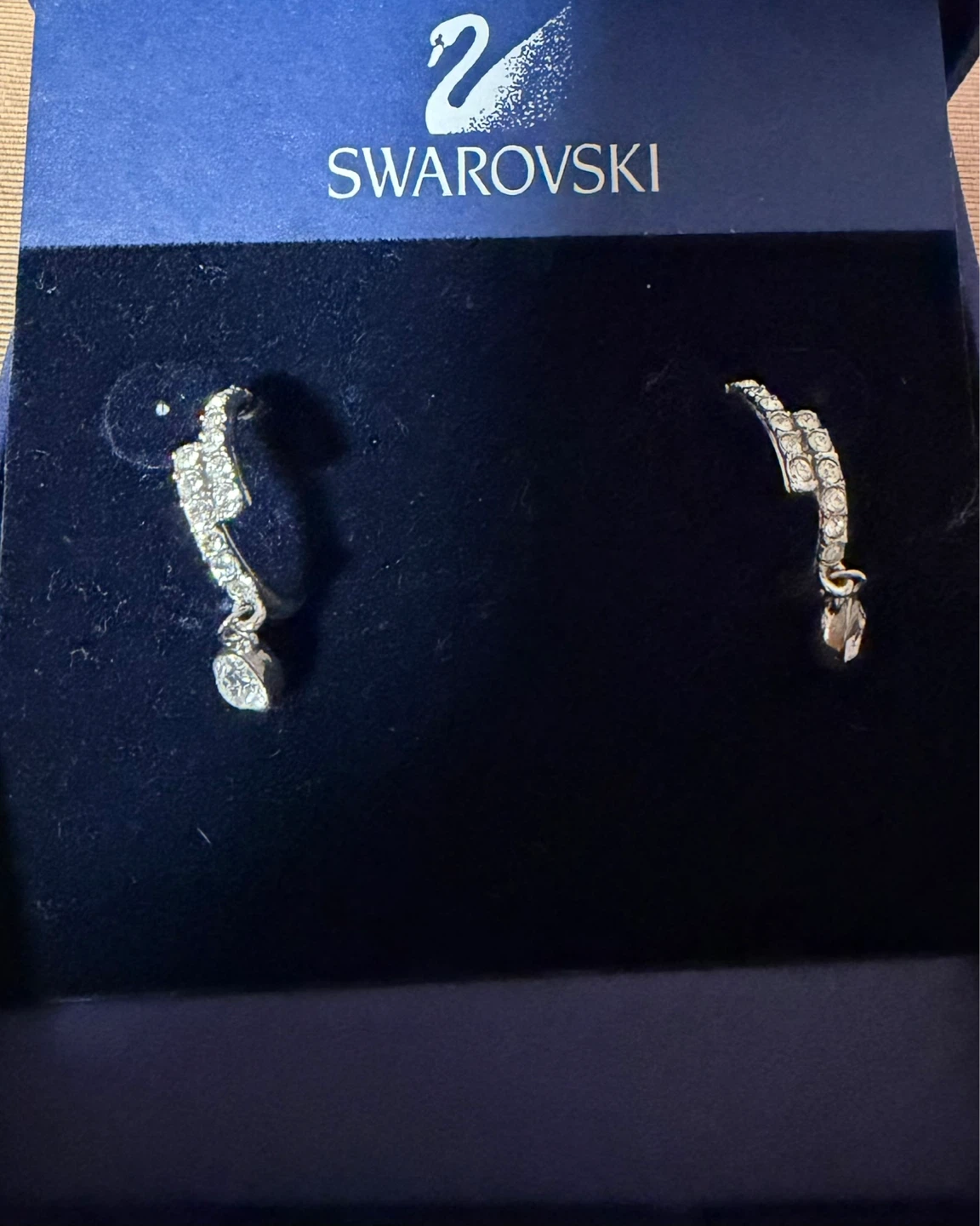 Swarovski Double Curved crystals with Dangling Drop Earrings - photo 4