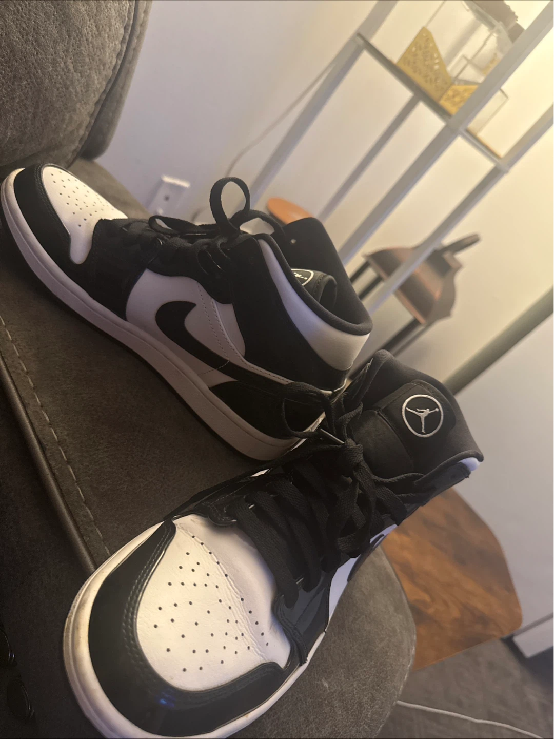 Air Jordan 1 Mid Black White Sneakers - photo 4