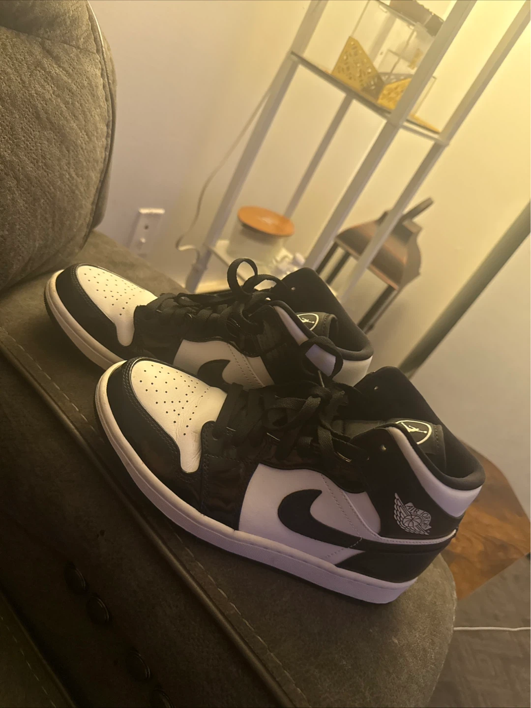 Air Jordan 1 Mid Black White Sneakers - photo 2