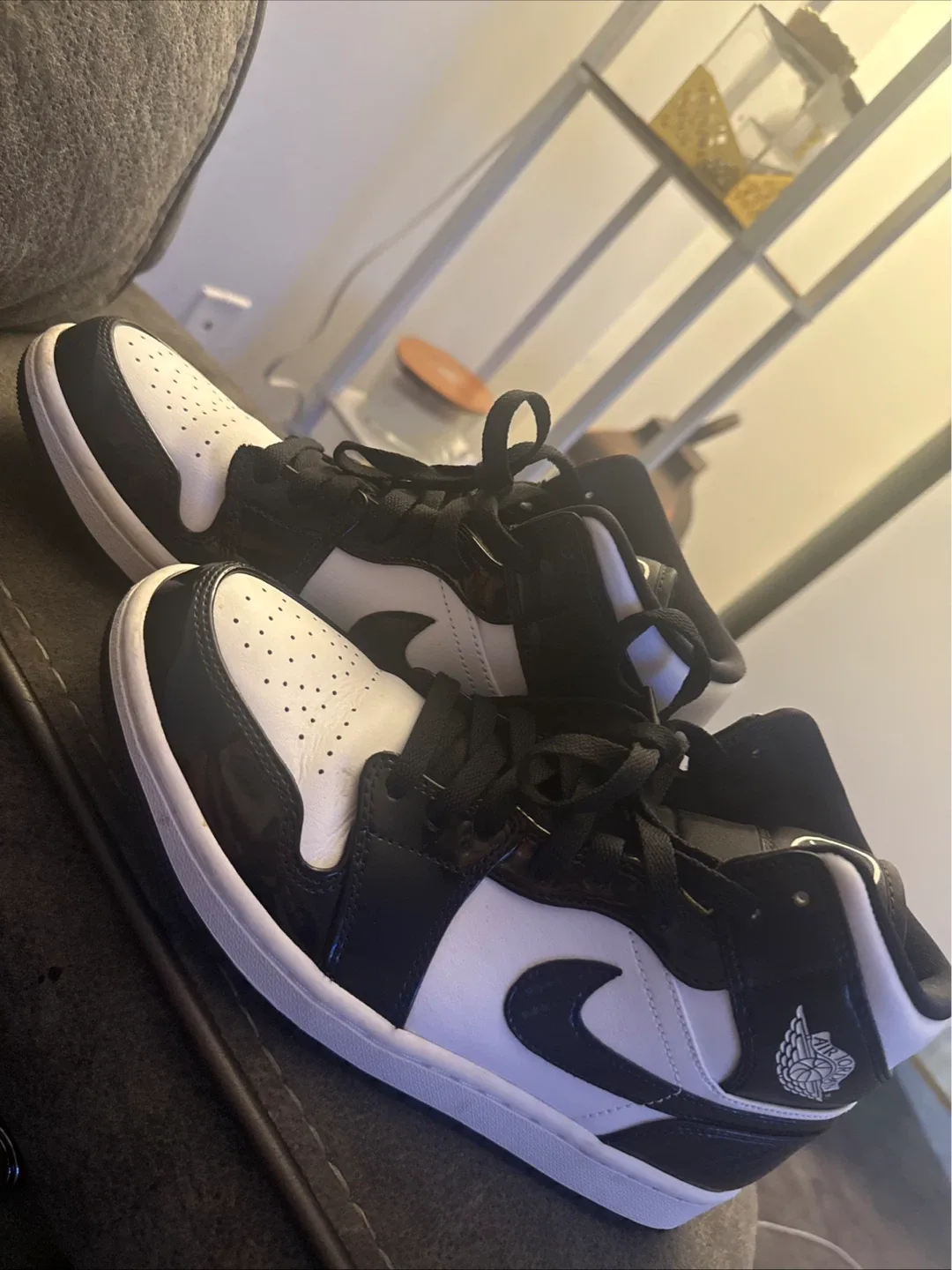 Air Jordan 1 Mid Black White Sneakers - photo 3