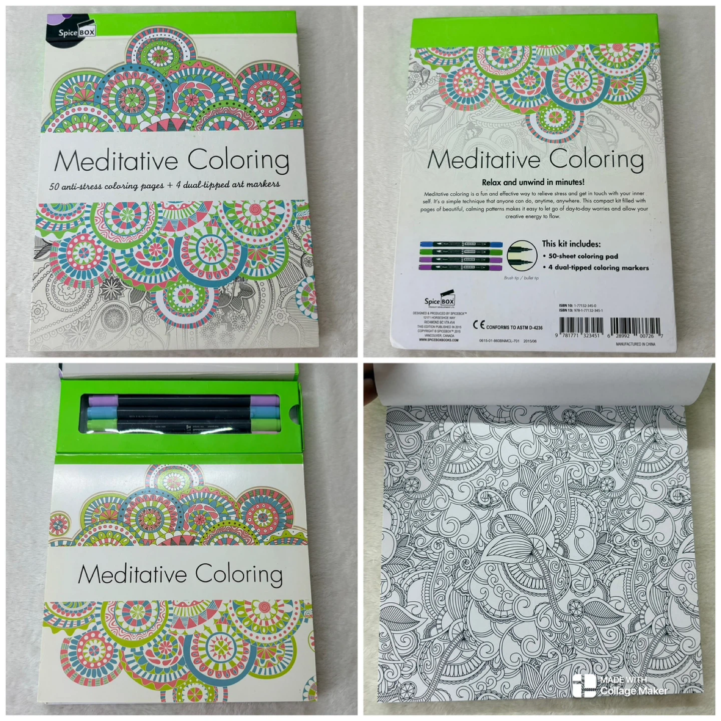 5 Adult Coloring Book Lot With Markers Zendoodle Art Therapy - photo 4
