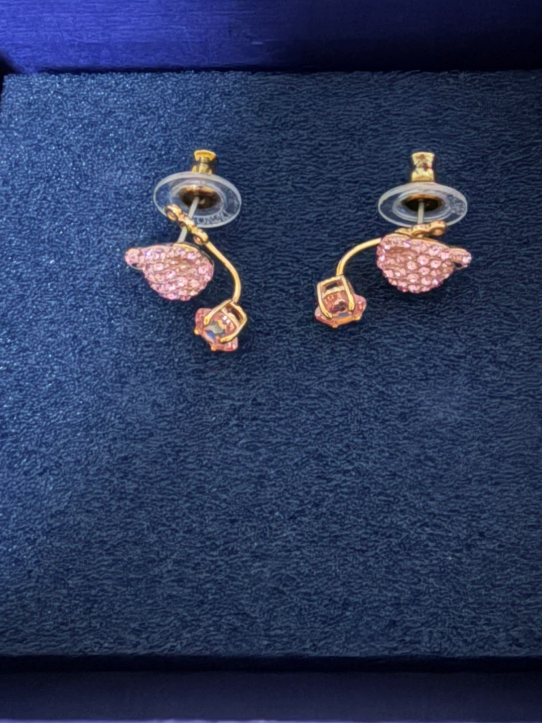 Swarovski Light Pink Crystal Teddy Bear Drop Earrings - photo 2