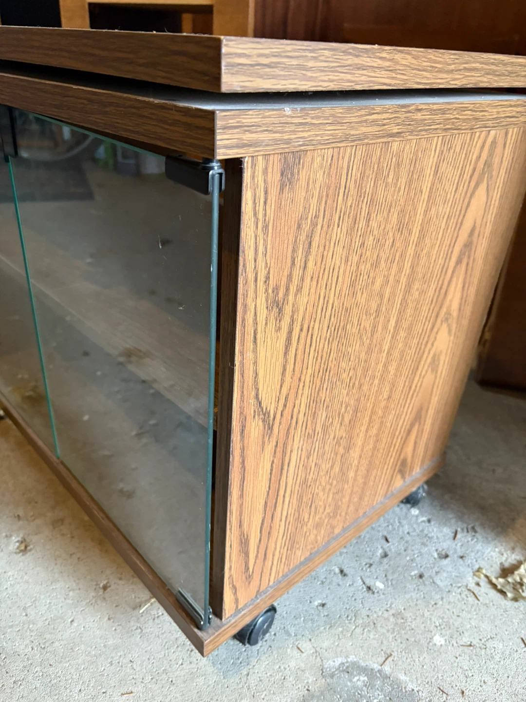 FREE - Wooden media console with glass doors - As Is - photo 2