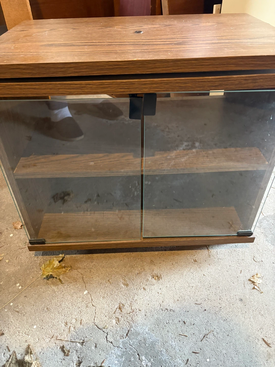FREE - Wooden media console with glass doors - As Is