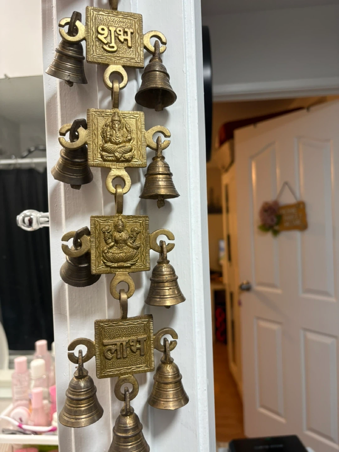 Brass Hanging Bells with Hindu Deities - photo 3