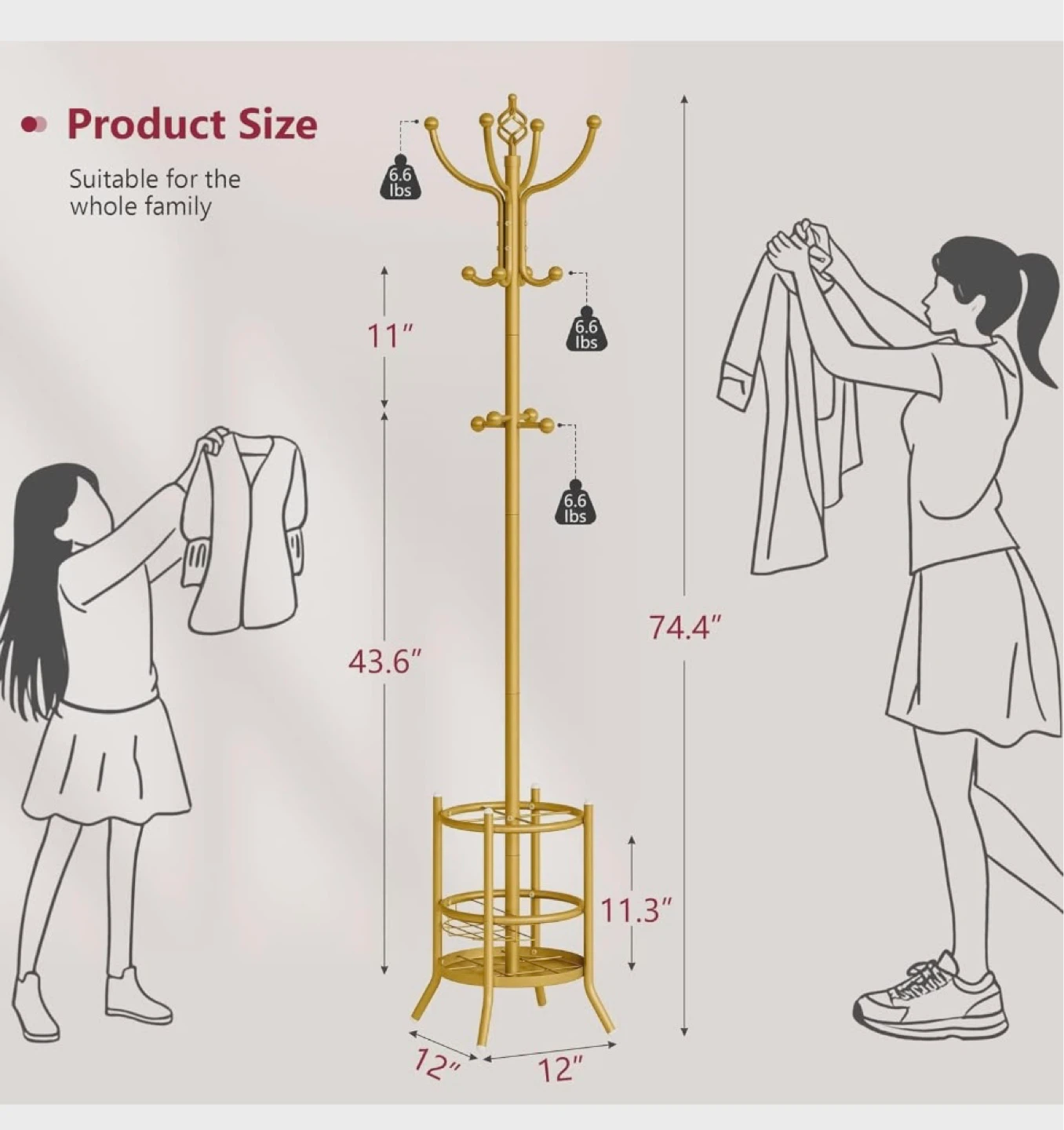 2-In-1 Coat Rack with Umbrella Stand - photo 2