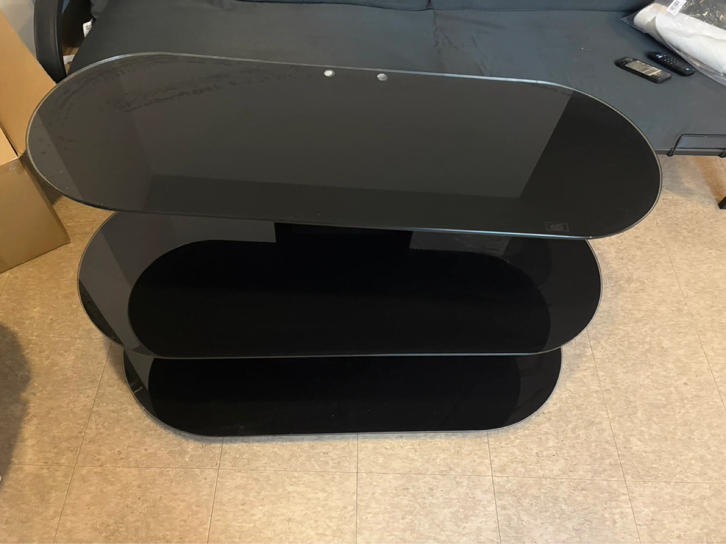 Black Glass 3-Tier TV Stand / Coffee Table - photo 2