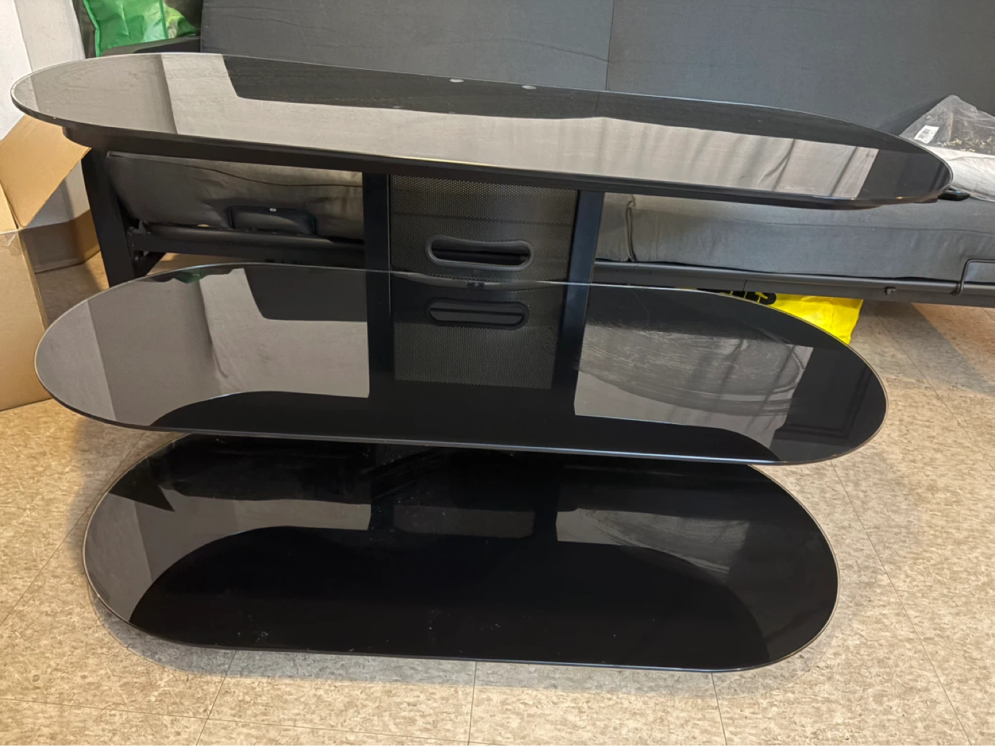 Black Glass 3-Tier TV Stand / Coffee Table