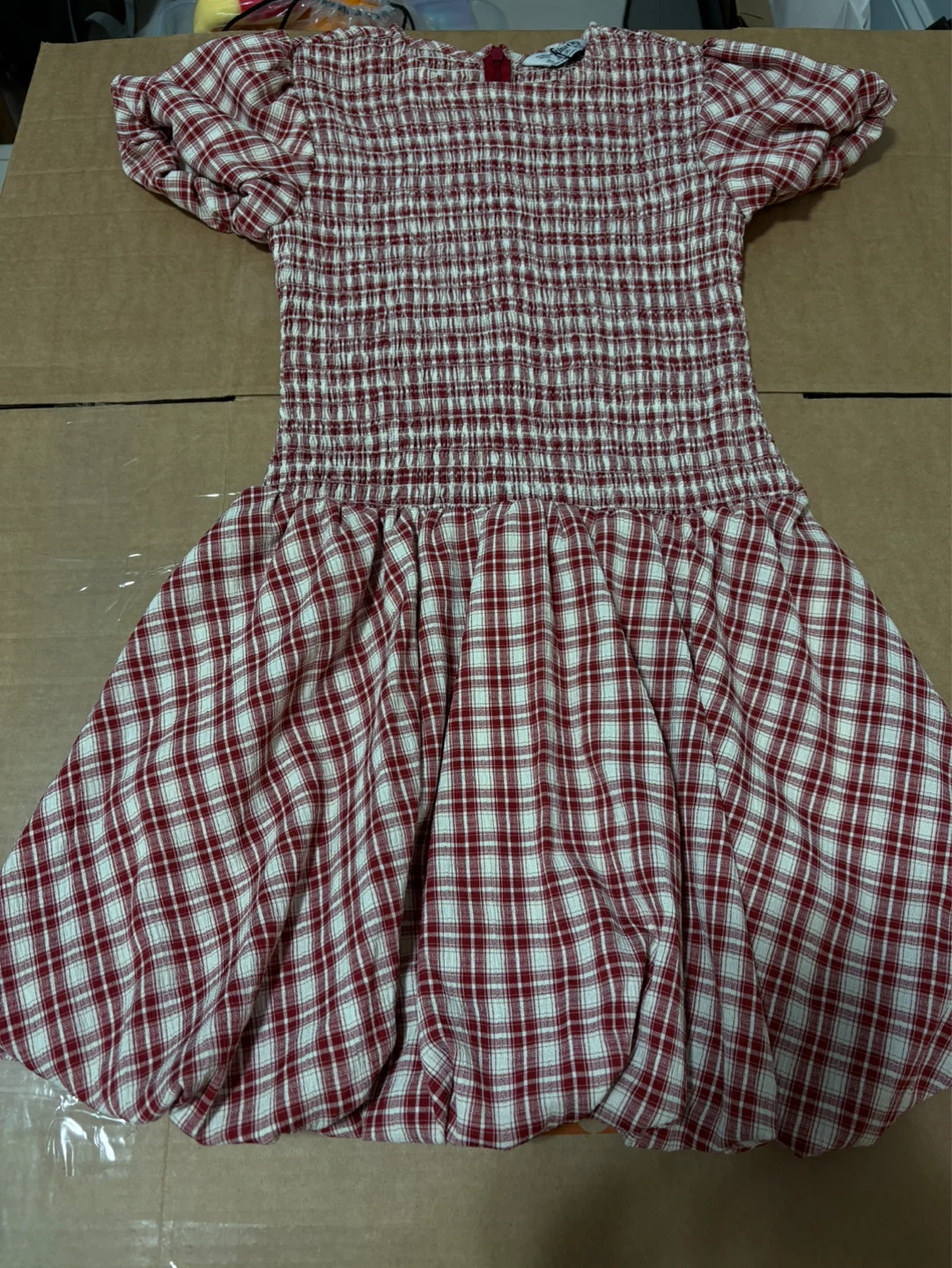 Rita Ora Red Gingham Smock Dress