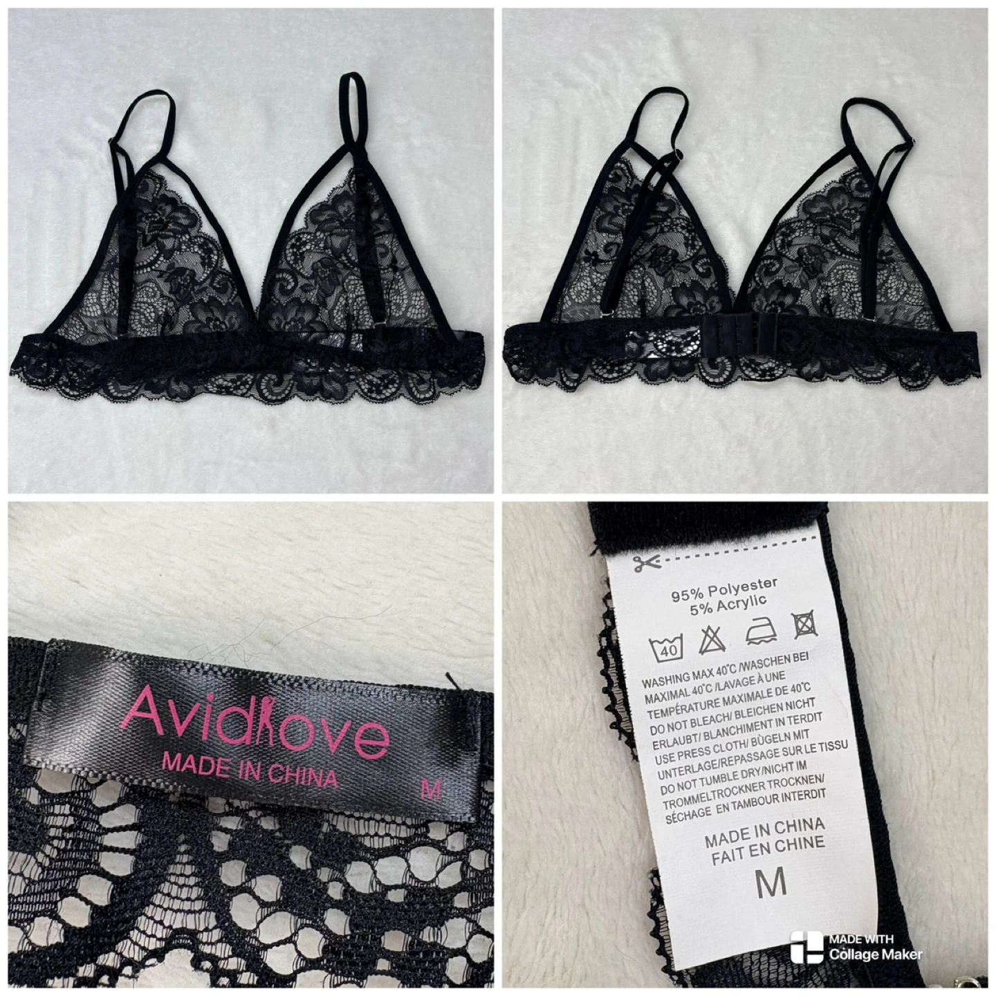 Avid Love 3 Piece Lingerie Set Lace Bra Panty Sheer Skirt Size M - photo 4