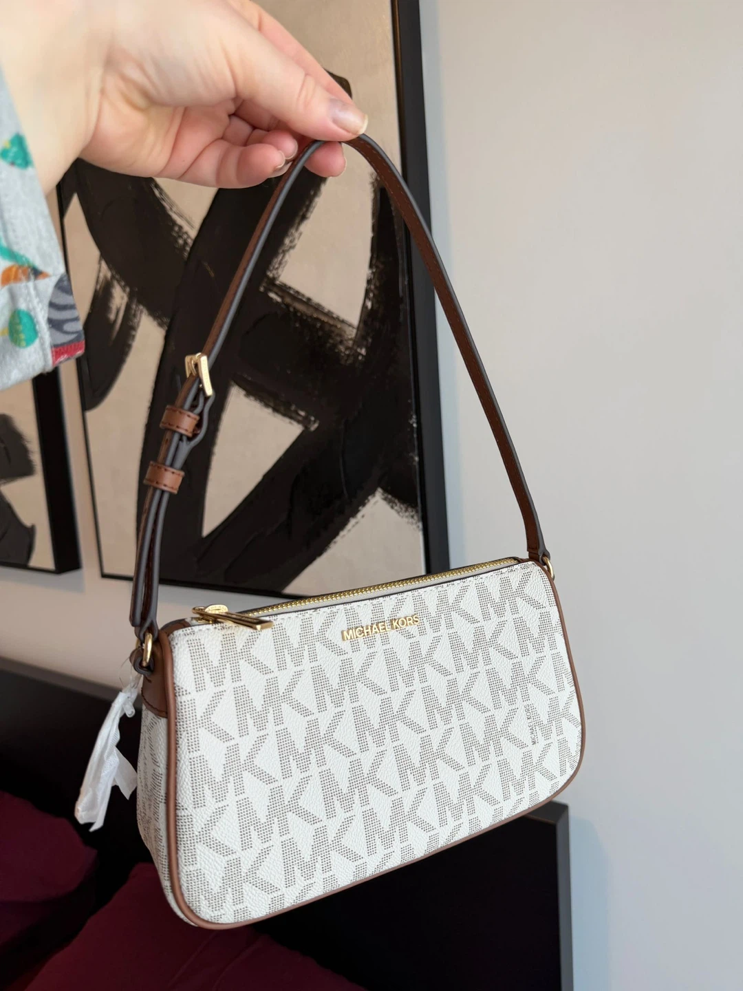 Michael Kors Signature Monogram Shoulder Bag White/Brown - photo 2