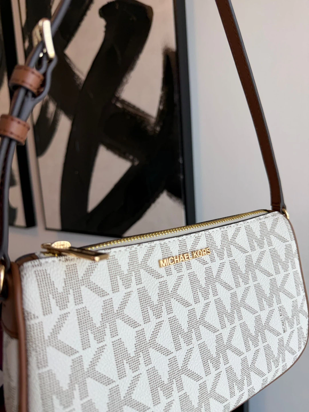 Michael Kors Signature Monogram Shoulder Bag White/Brown - photo 3