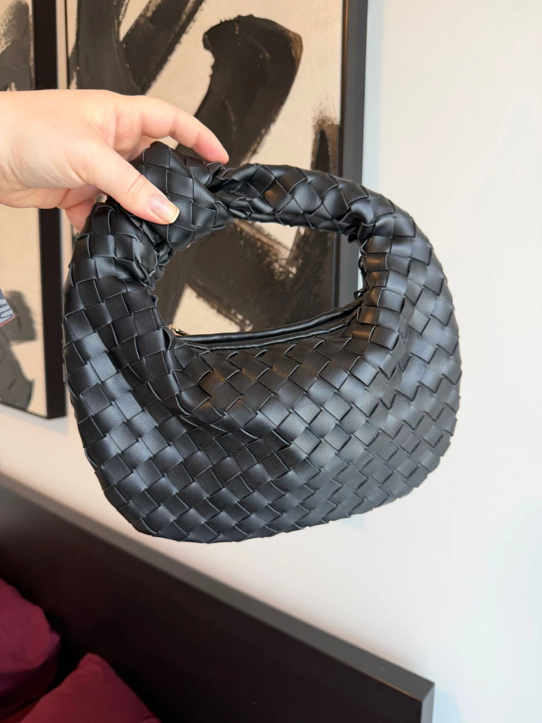 Black Woven Leather Handbag - photo 3