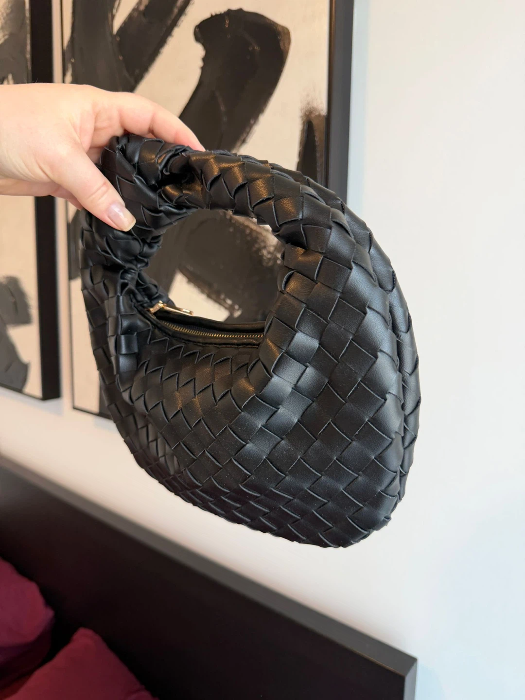 Black Woven Leather Handbag - photo 2