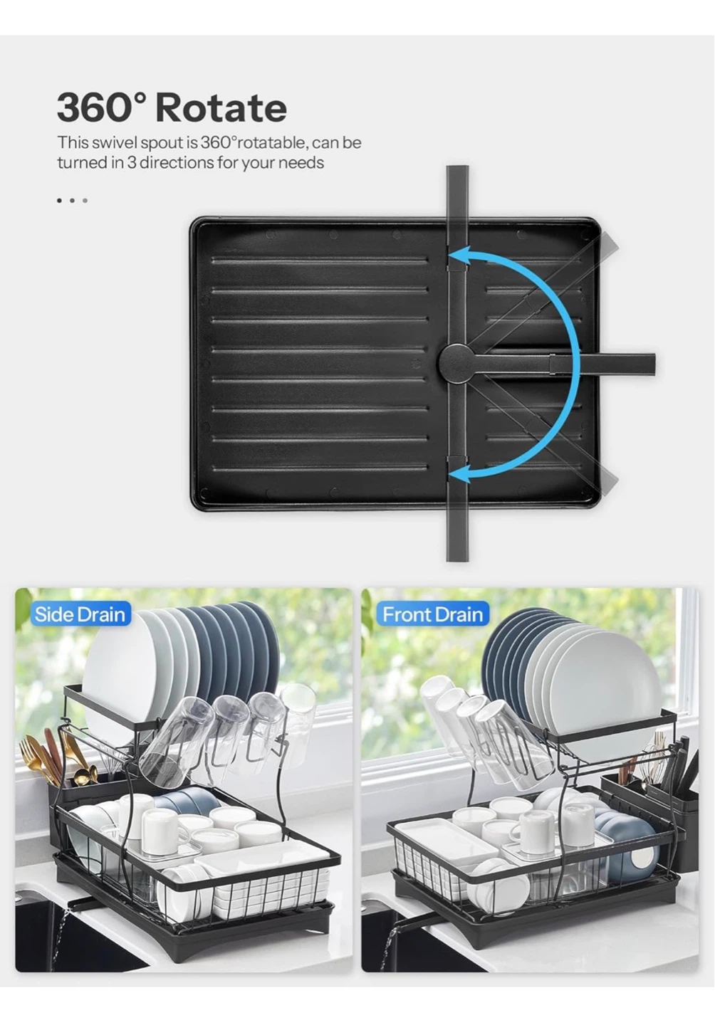 2-Tier Dish Drying Rack with Utensil Holder - photo 4