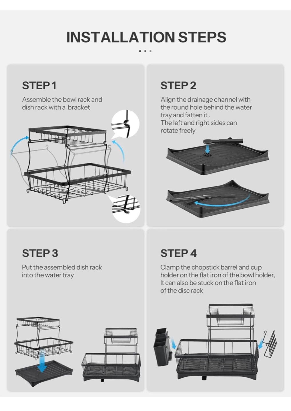 2-Tier Dish Drying Rack with Utensil Holder - photo 3