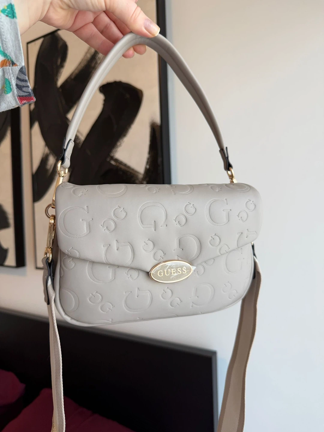 GUESS Grey Embossed Shoulder Bag - photo 2