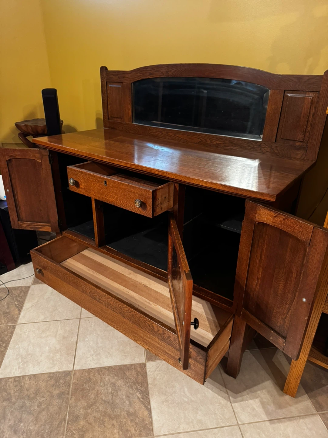 Antique Oak Sideboard with Mirror - photo 2