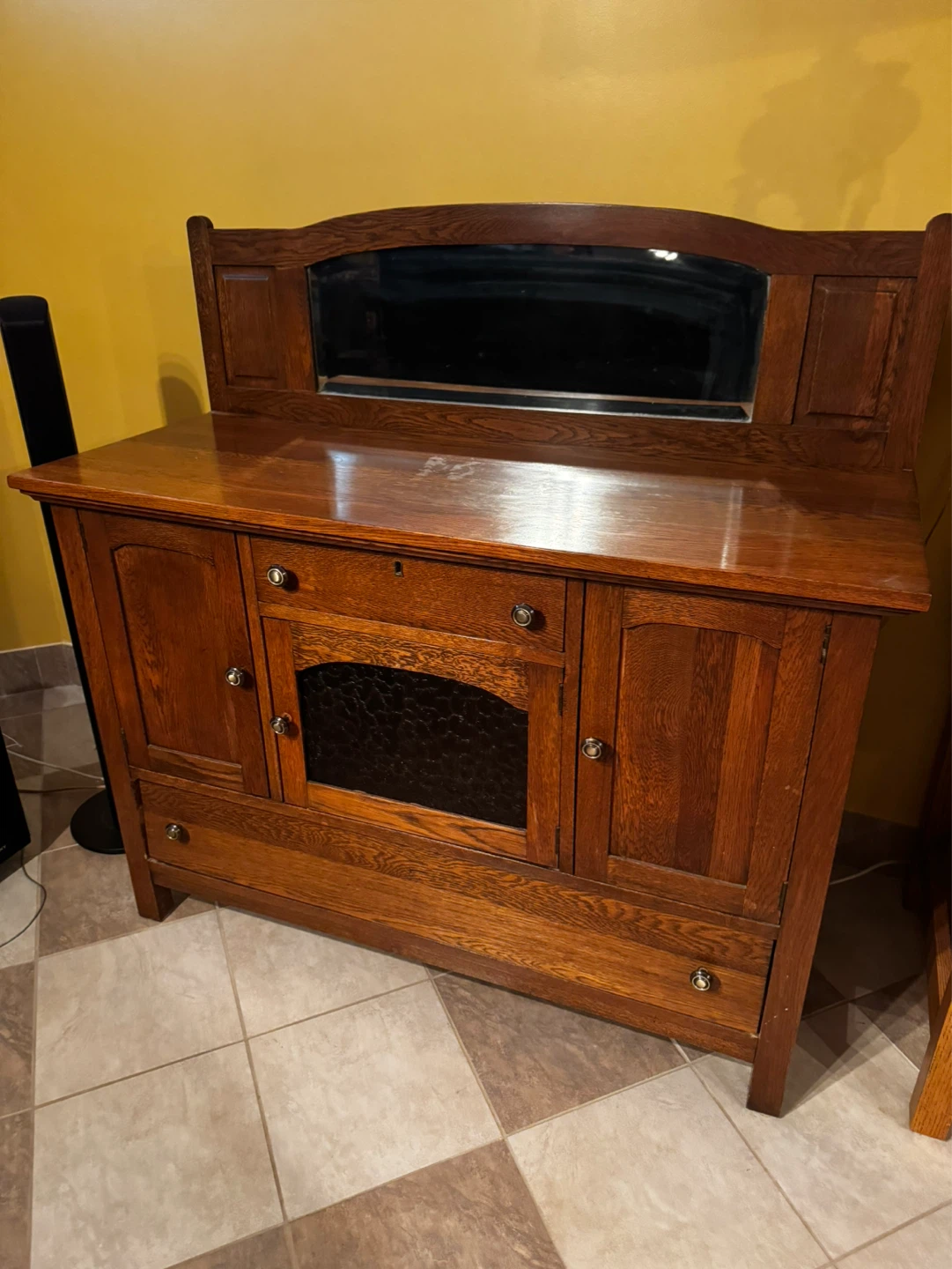 Antique Oak Sideboard with Mirror