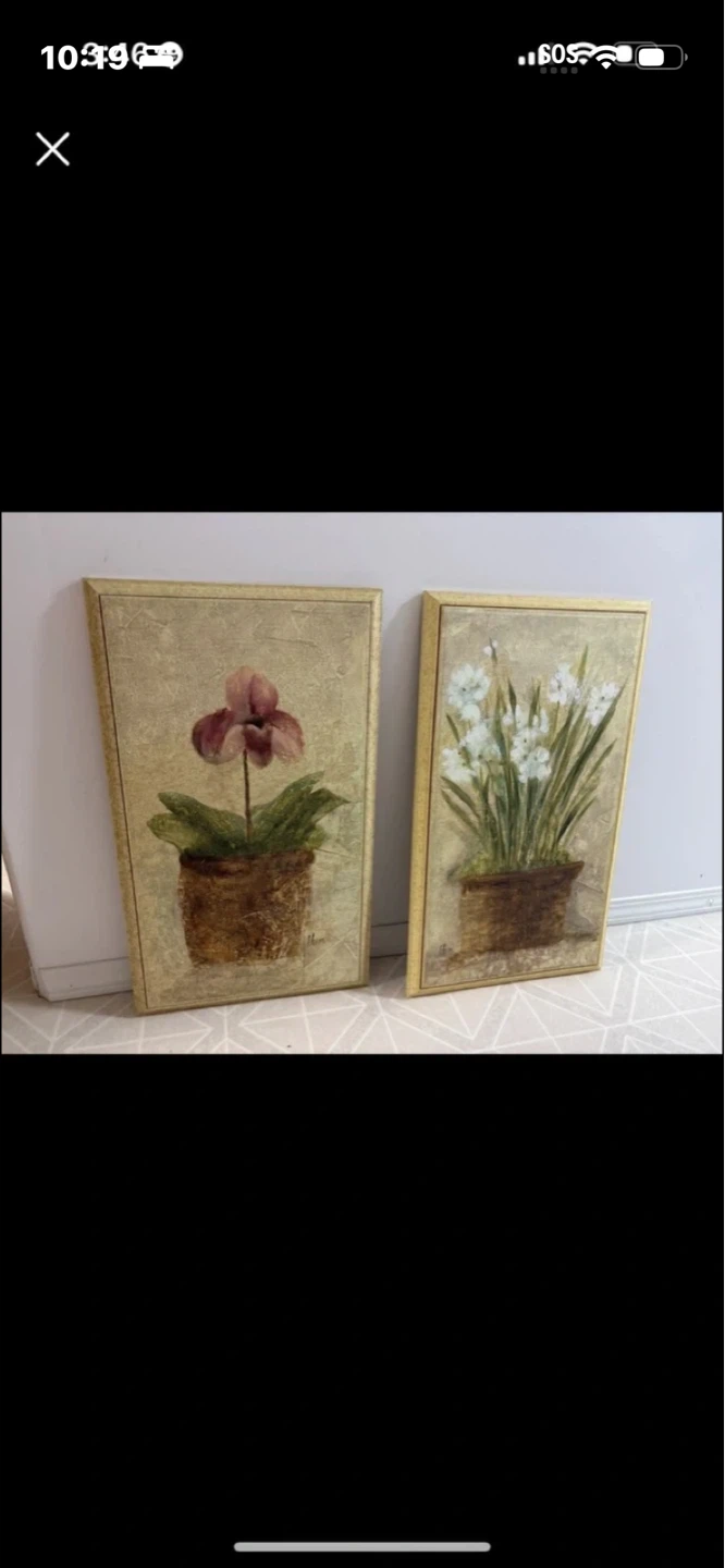 Set of 2 Framed Floral Wall Art Paintings
