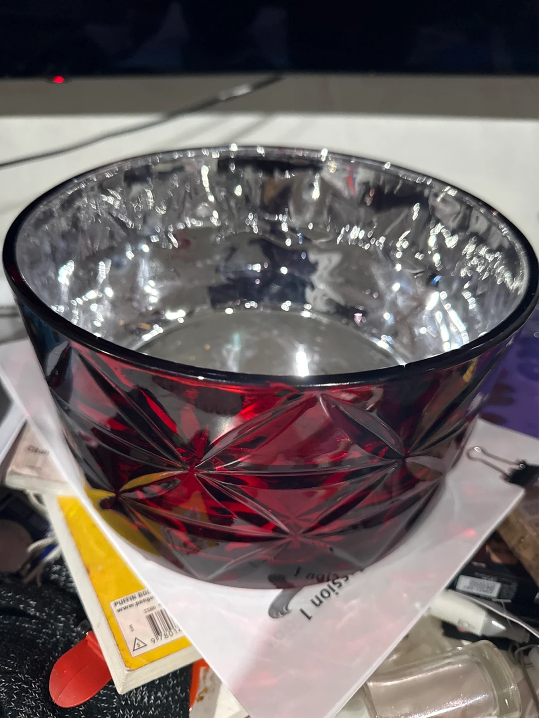 Red Decorative Glass Bowl