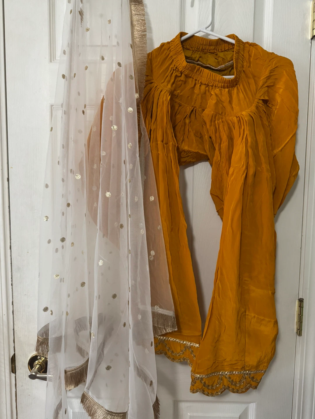 Girls Mustard Yellow Salwar Kameez Dupatta Set - photo 2